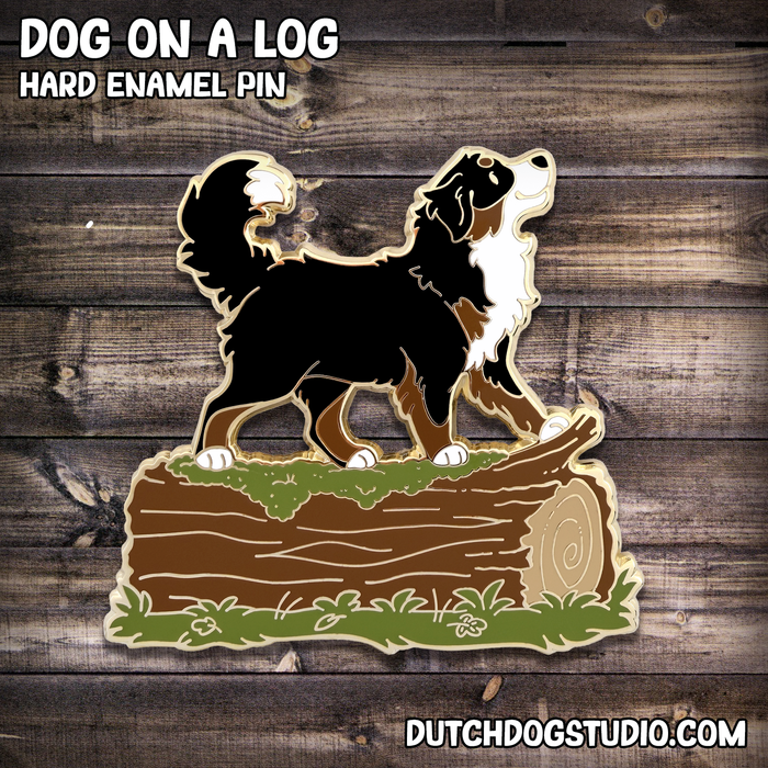 Enamel Pin: Dog on a Log