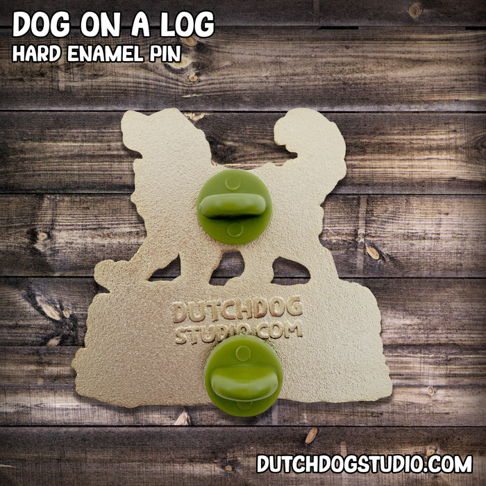 Enamel Pin: Dog on a Log