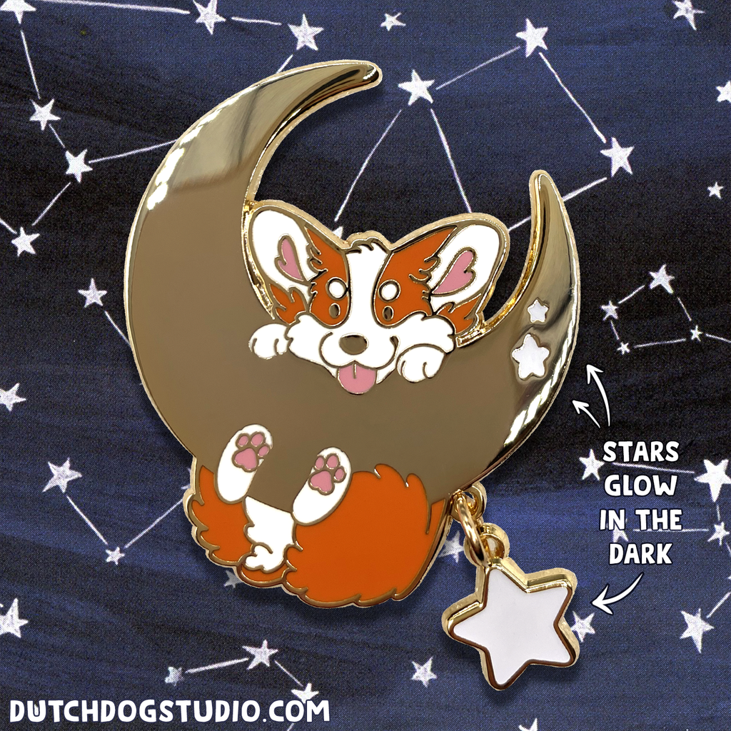 Enamel Pin: Over the Moon - Corgi