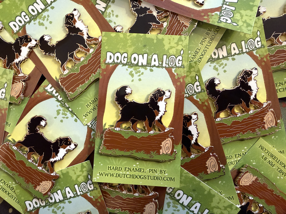 Enamel Pin: Dog on a Log