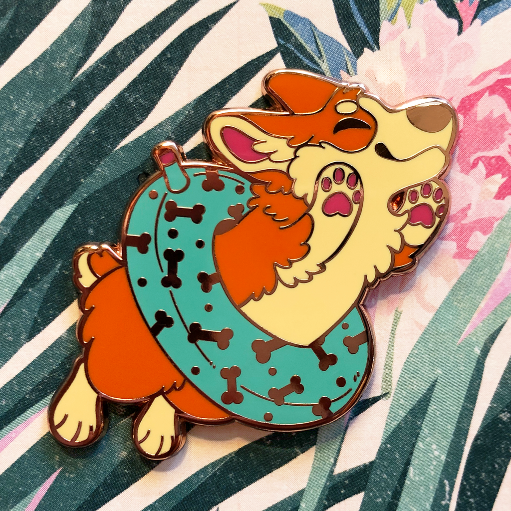 Enamel Pin: Summer Corgi