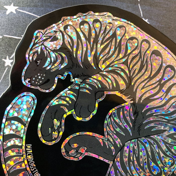 Sticker: Glitter Rainbow Tiger