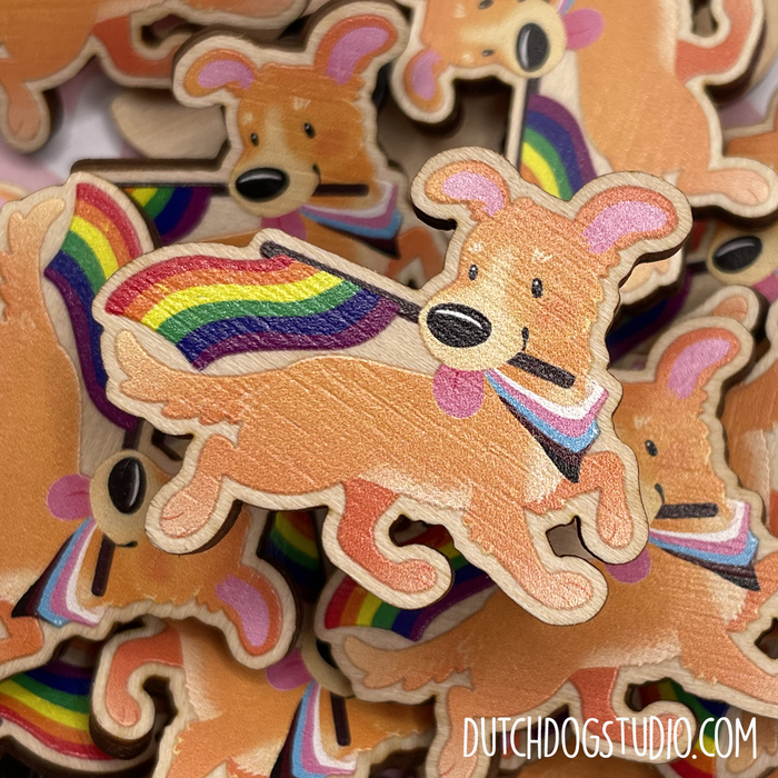 Wooden Pin: Pride Puppy