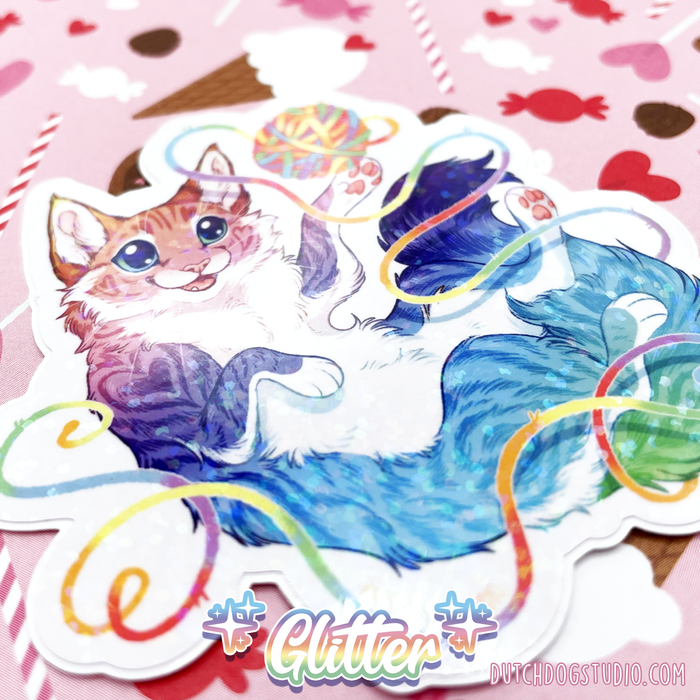 Sticker: Glitter Rainbow Kitty