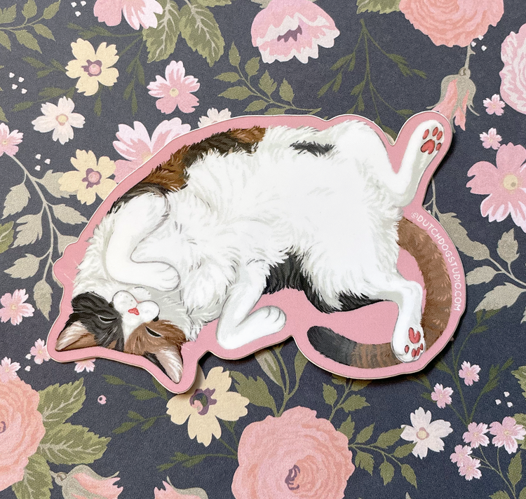 Sticker: Fluffy Calico Cat